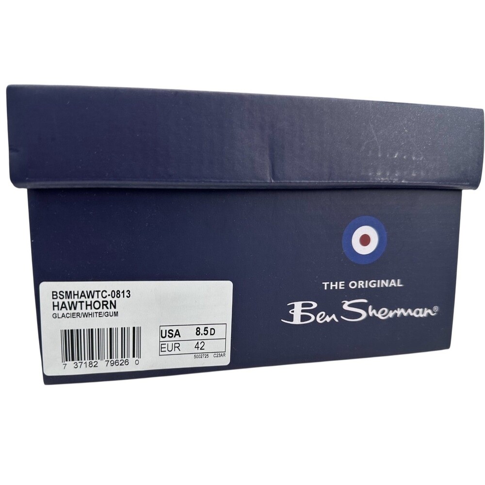 BEN SHERMAN Men's 8.5D NEW Hawthorn Glacier Gray & White Canvas Sneakers - Picture 7 of 8